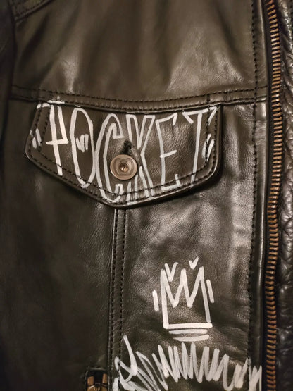 hand-painted leather jacket by Patrizia Pepe