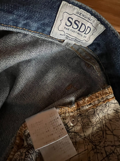 vintage washed denim patchwork pants