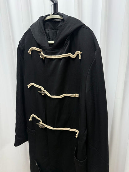 yohji yamamoto black duffle coat with horn buttons