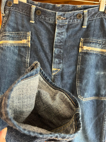 blue high-waisted straight leg jeans