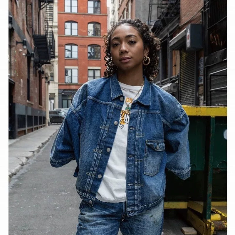 Vintage Kimono Sleeve Denim Jacket