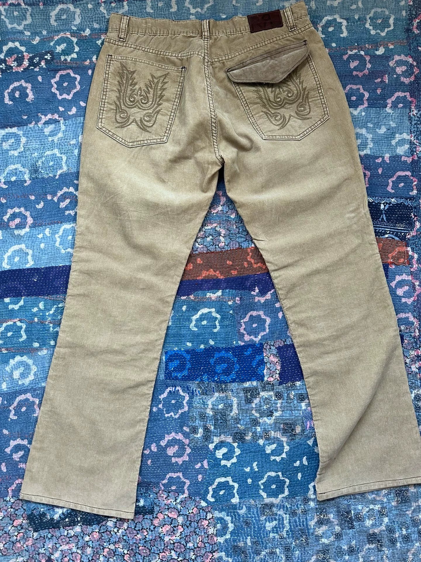 rrl western embroidered patchwork denim pants