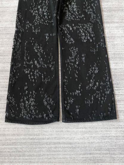 Acne Studios Distressed Black Denim Flared Pants
