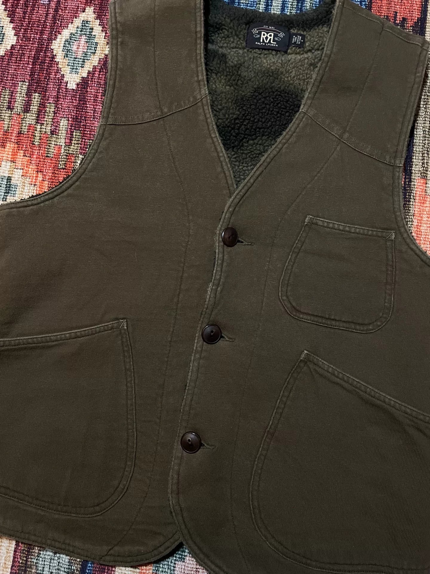 RRL Discontinued Camo Fleece Vest