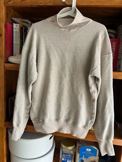 vintage high-neck plush sweatshirt in oatmeal