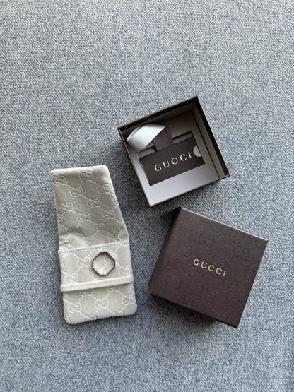 Gucci Platinum Hexagonal Ring Size 19