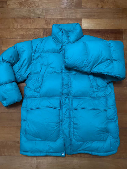 stylish teal puffer jacket for winter wear