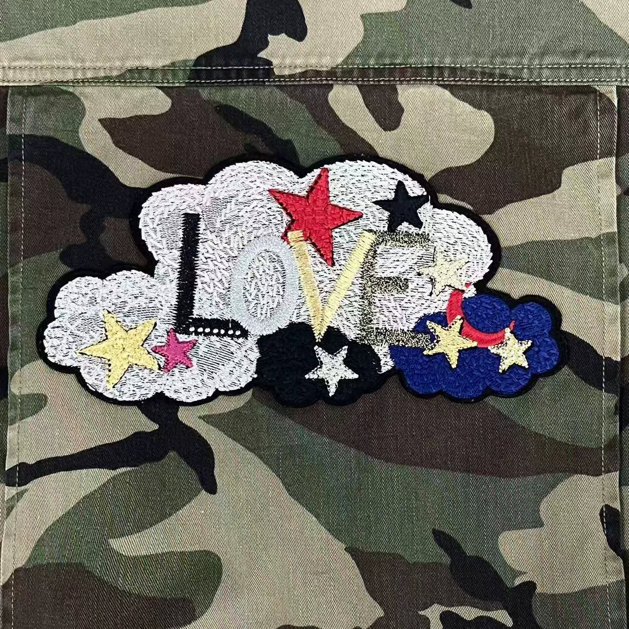 army green camouflage jacket with logo