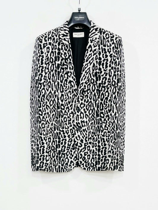 Saint Laurent Black White Leopard Blazer
