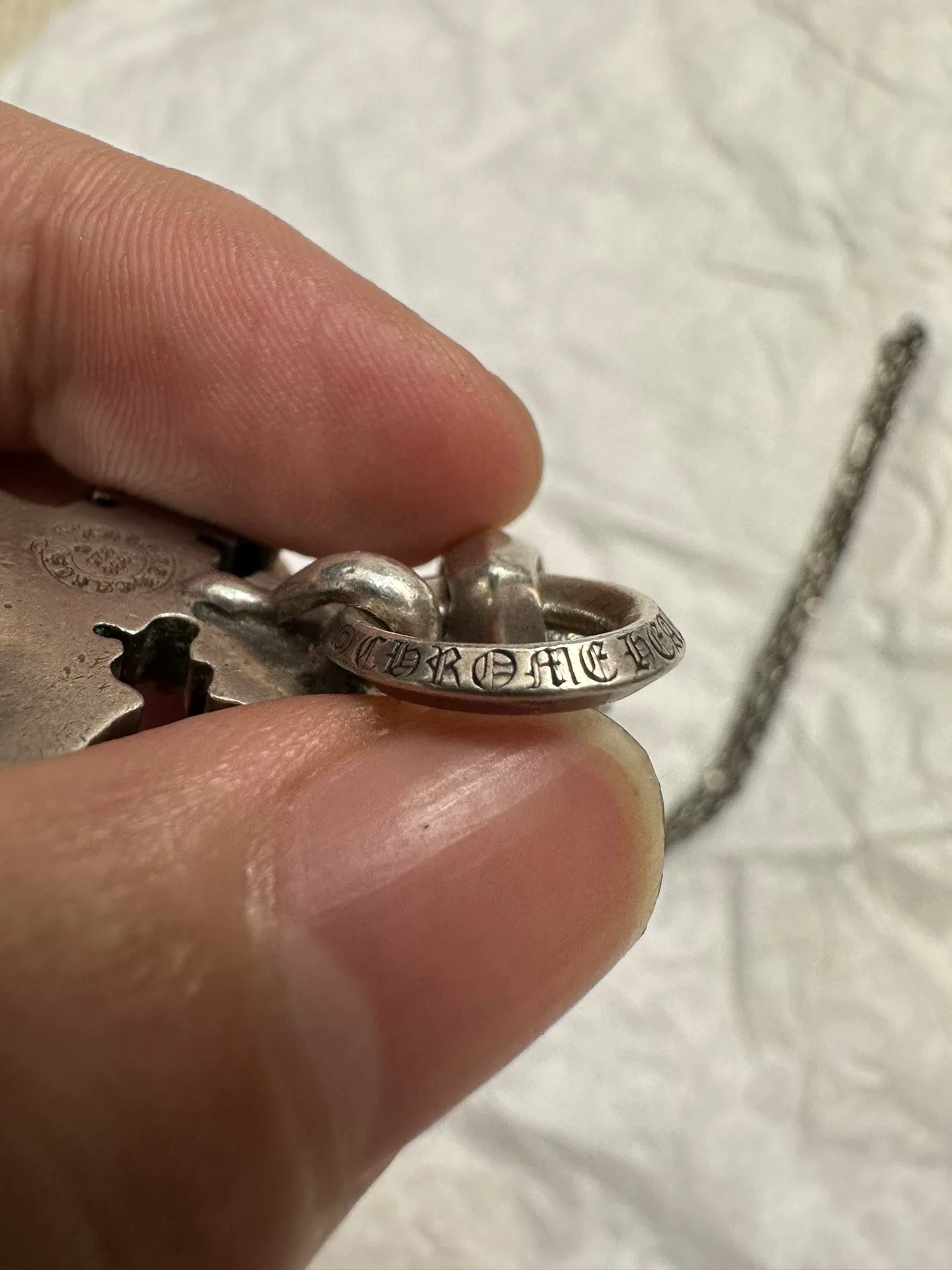 Chrome Hearts Medium Water Drop Flame Cross Paper Chain Necklace