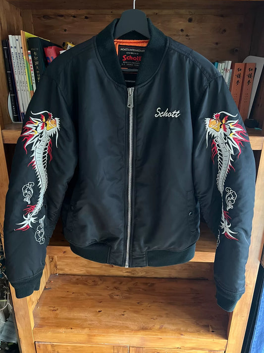 schott x anderson bell black embroidered jacket