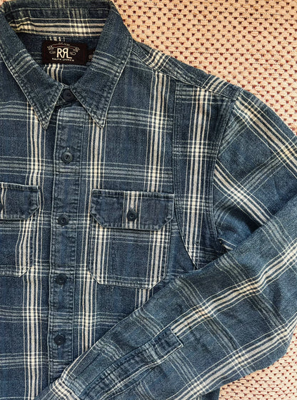 RRL Indigo Check Shirt (Vintage S)