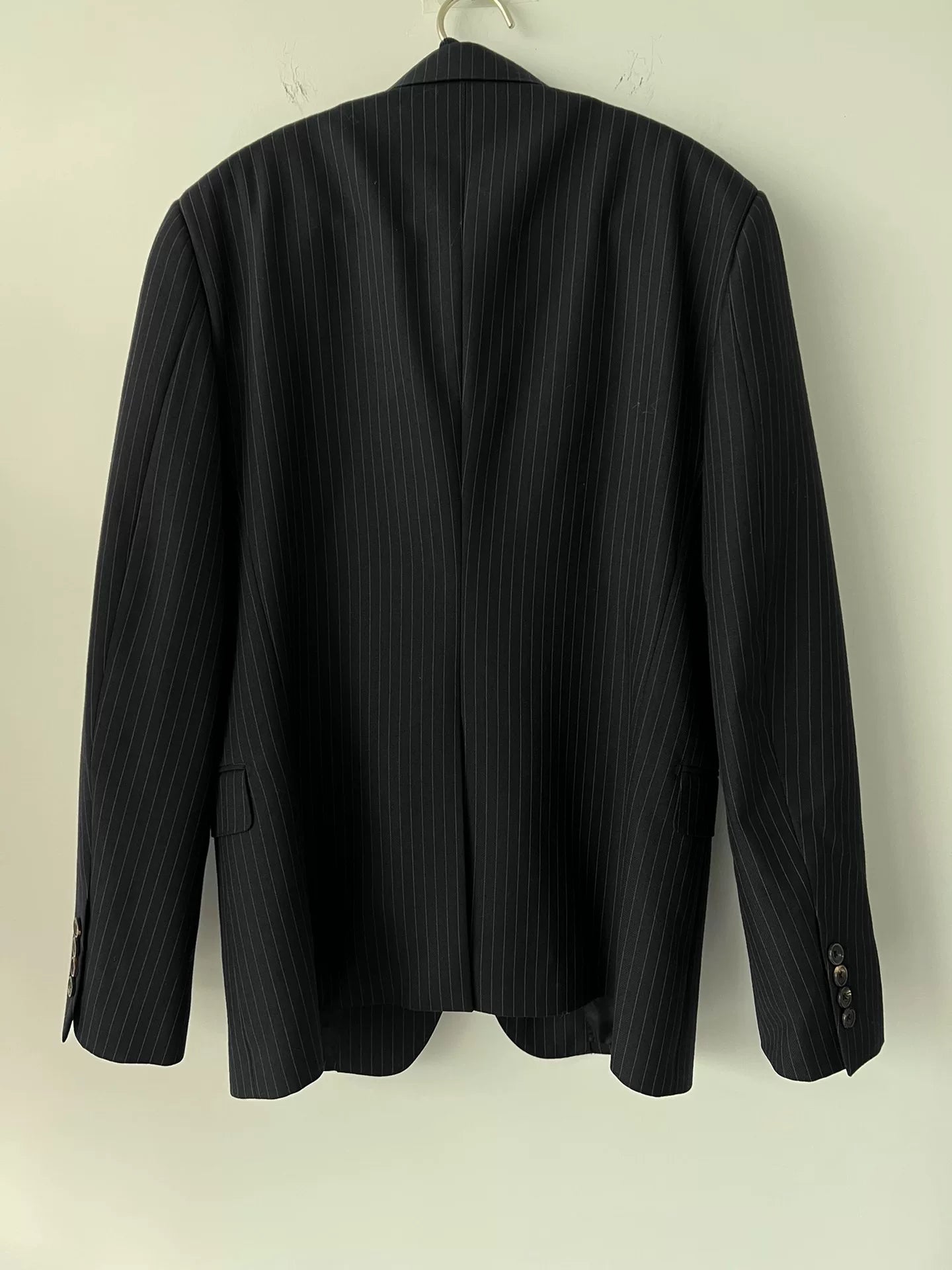 alexander mcqueen pinstripe suit jacket with removable collar