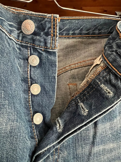 levis vintage wash straight leg jeans