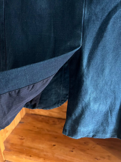 vintage blue dyed cotton linen blazer