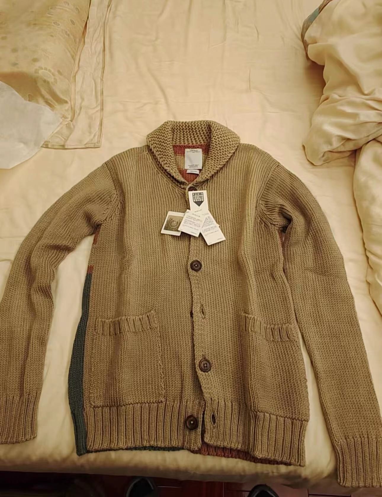VISVIM Beige Mud-Dyed Cross Cardigan