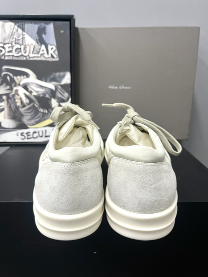Rick Owens 26SS White Silk Suede Sneakers