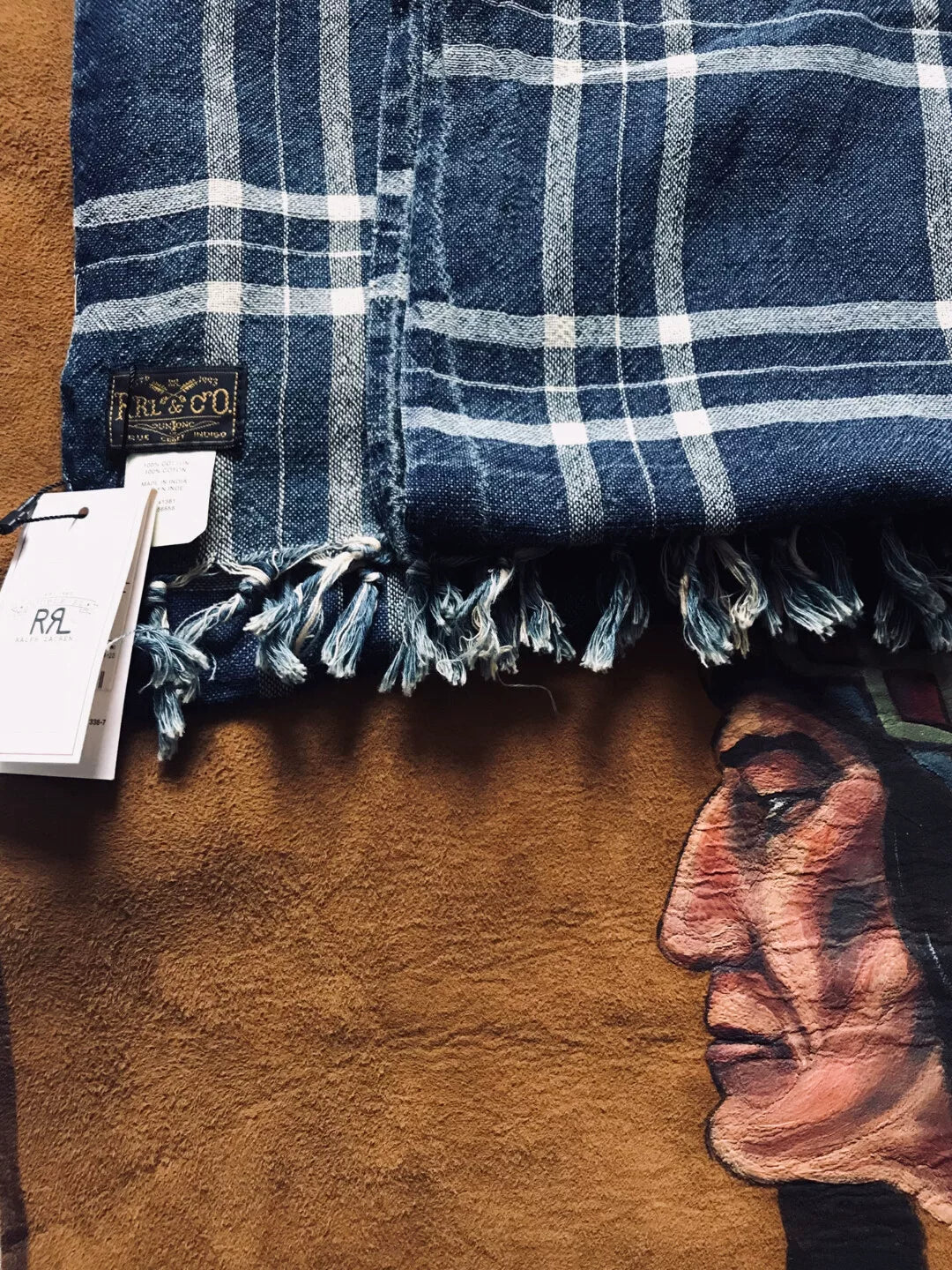 RRL Blue Check Cotton Scarf
