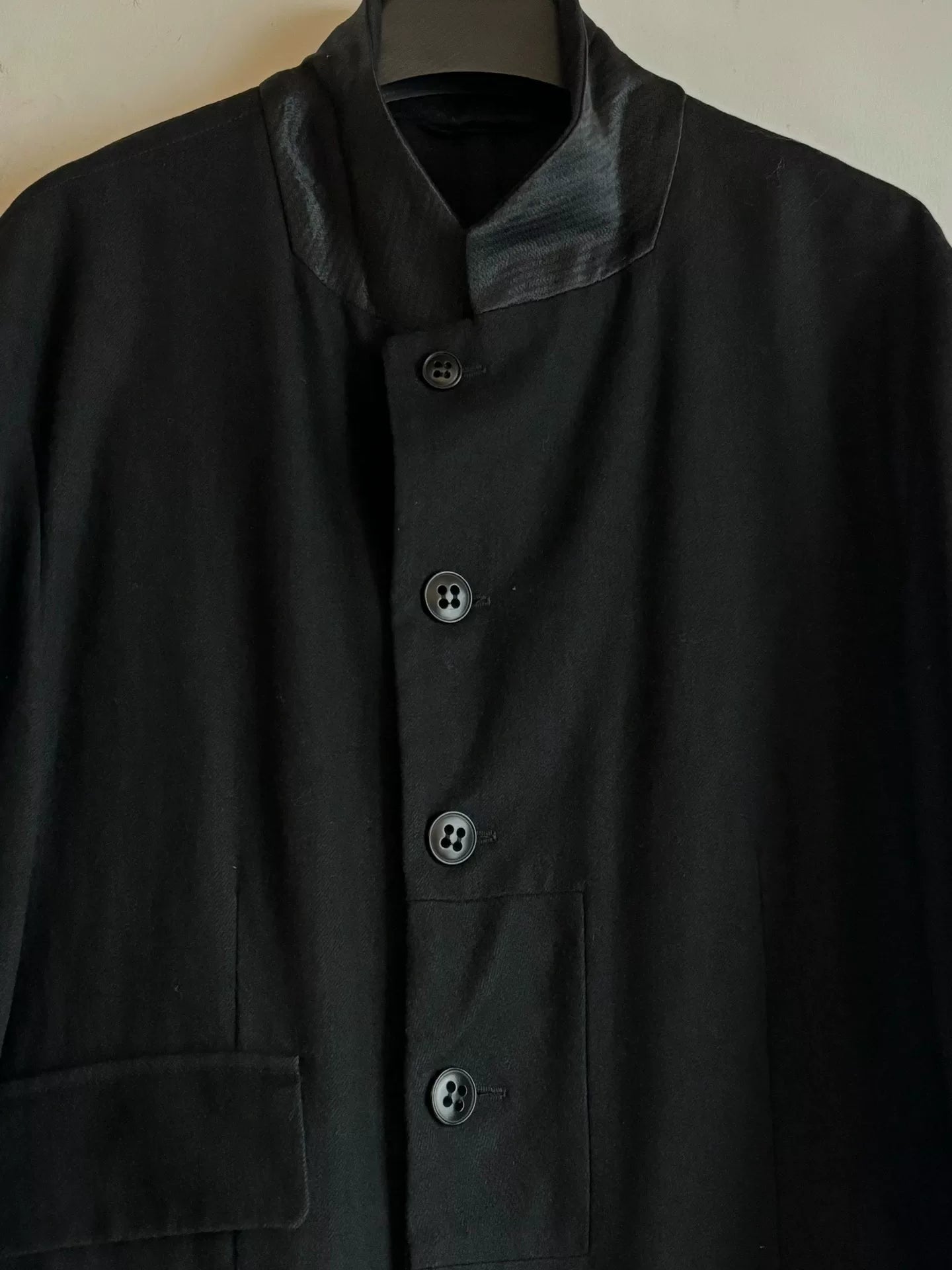 ann demeulemeester monk coat in black