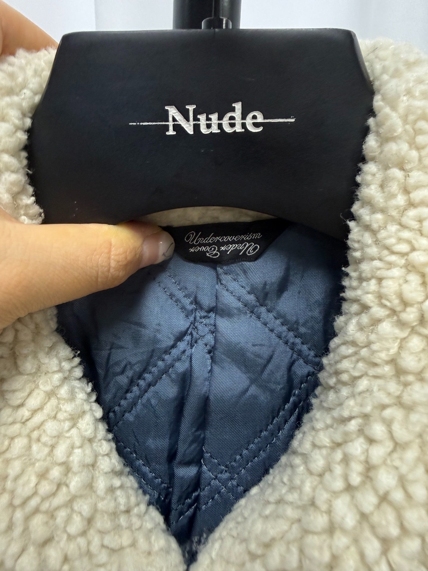 Undercover Checked Shearling Collar Jacket