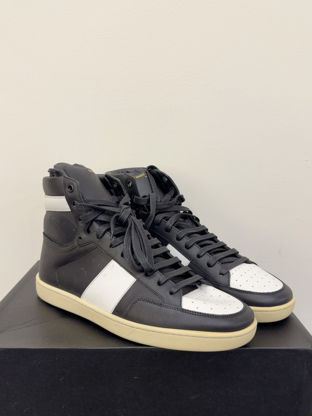 Saint Laurent Black and White High-Top Sneakers