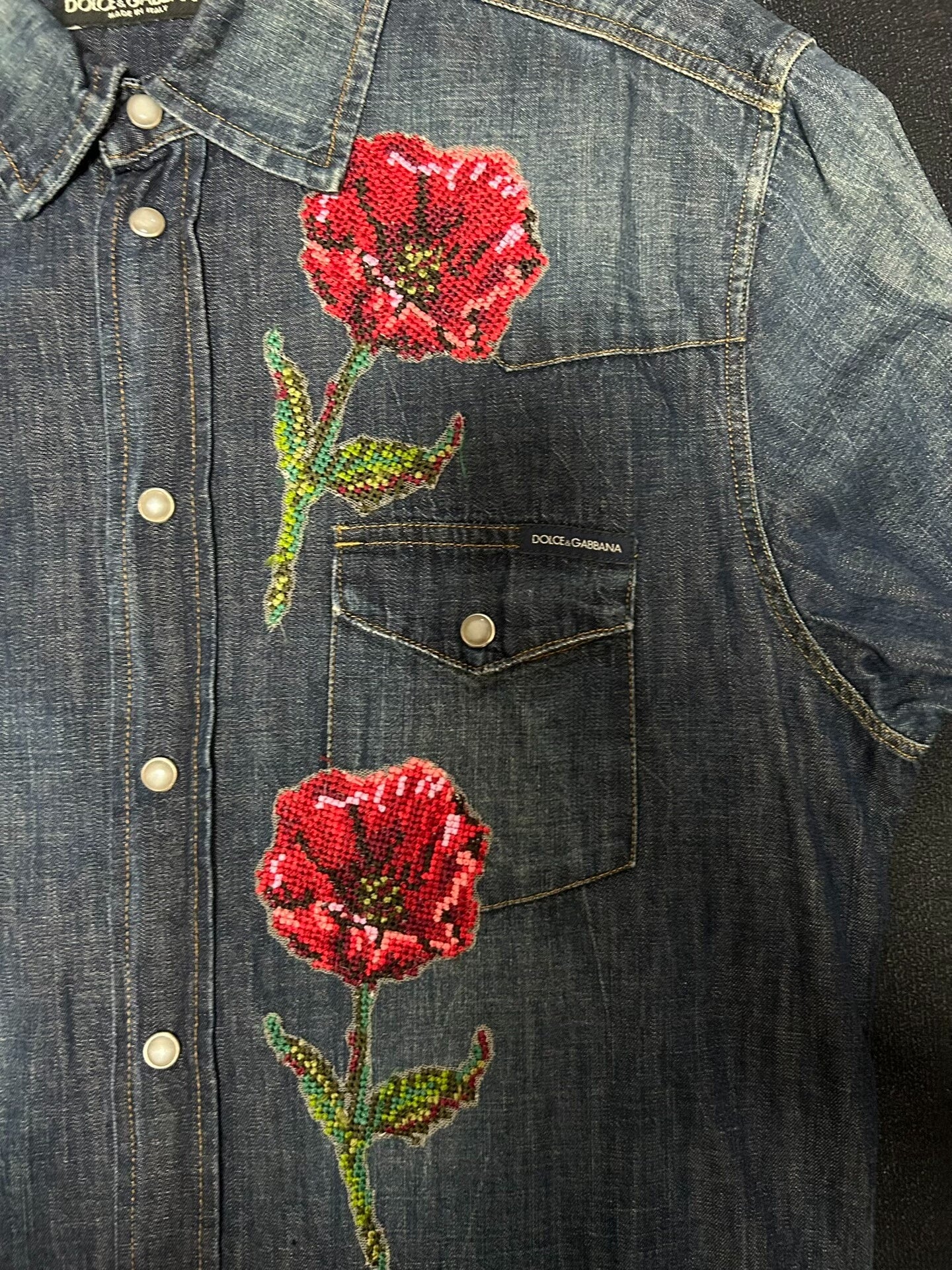 Dolce & Gabbana Floral Denim Shirt