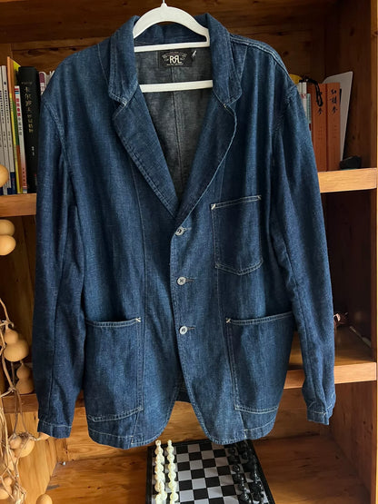 RRL Double RL Indigo Cotton-Linen Blazer