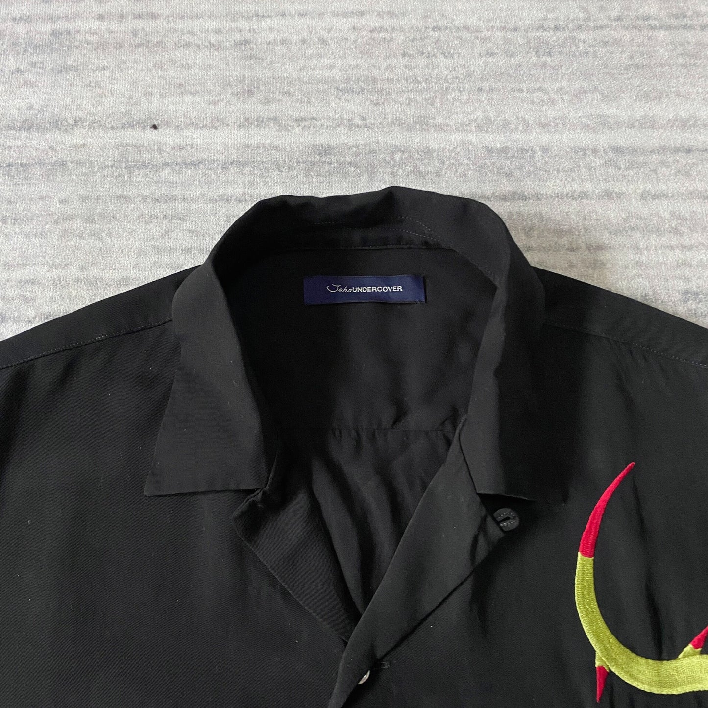 rose embroidered short-sleeve hawaiian shirt