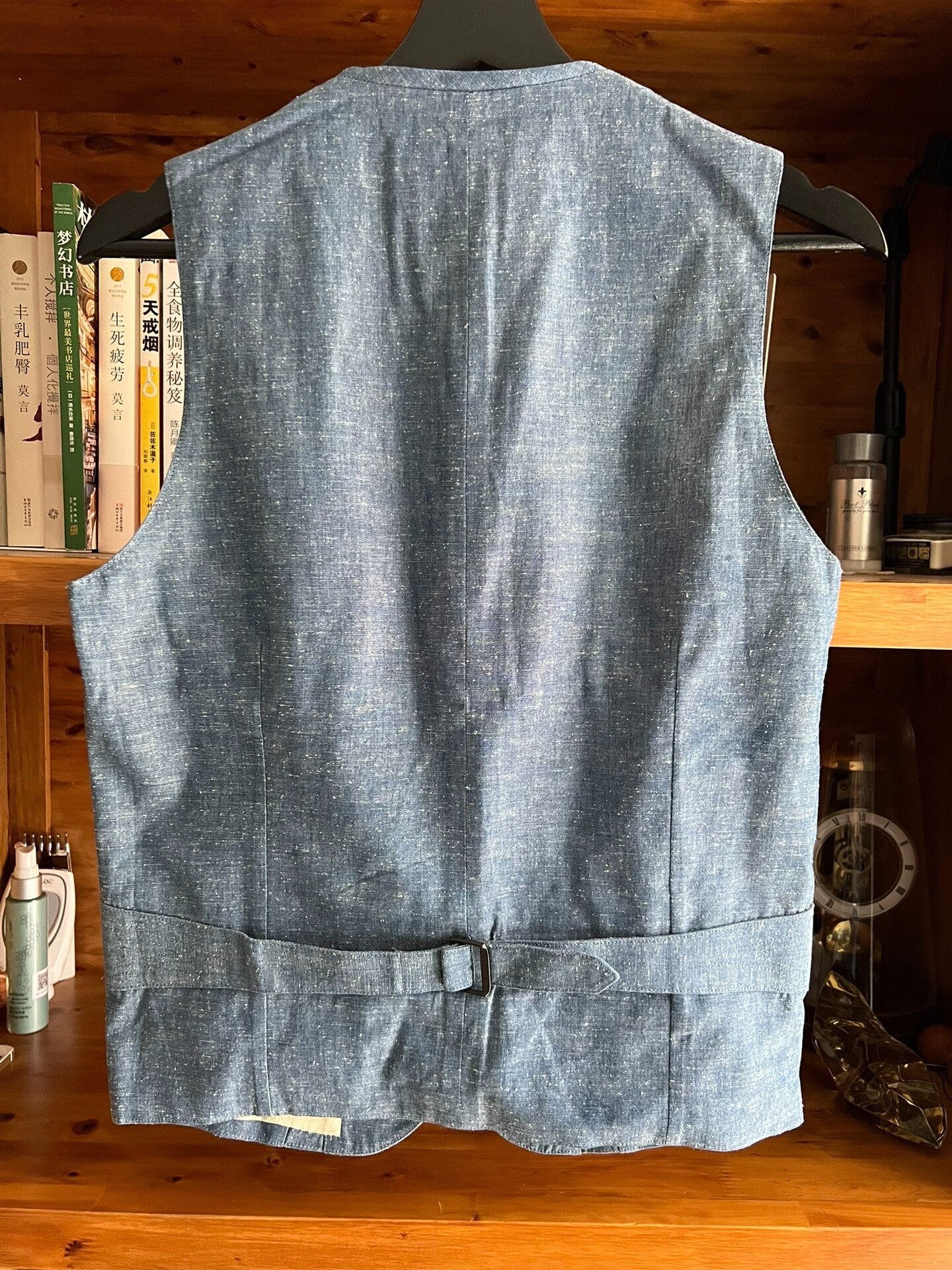 vintage blue denim work vest for men