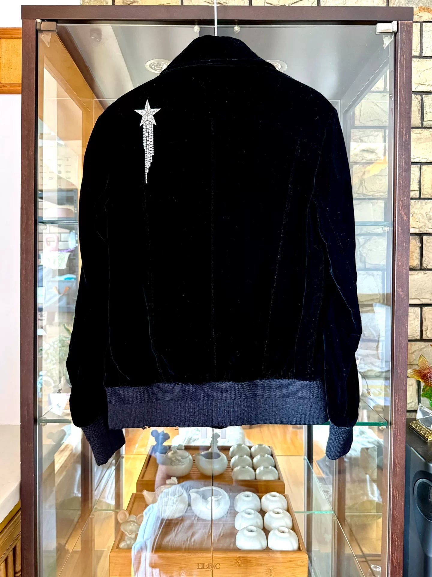 black velvet star embellishment jacket