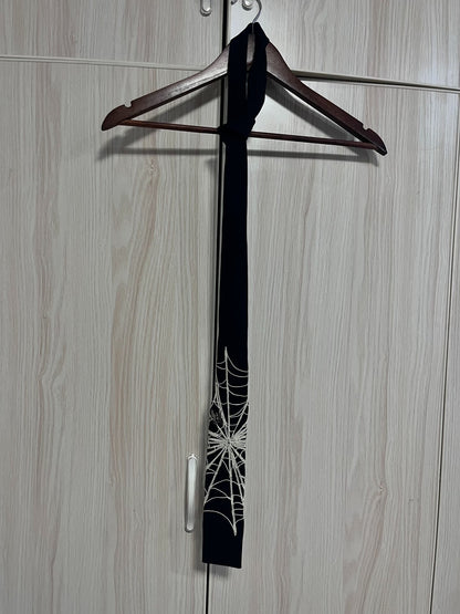 Yohji Yamamoto Spider Web Embroidered Tie