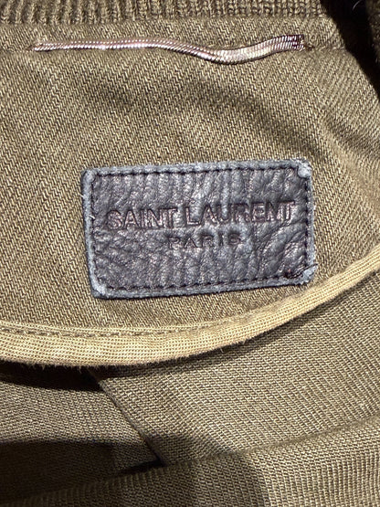 Saint Laurent Olive Green Patch Bomber Jacket