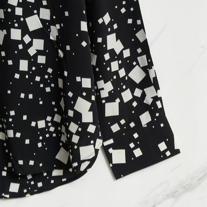 Saint Laurent Men's Square-Pattern Silk Shirt