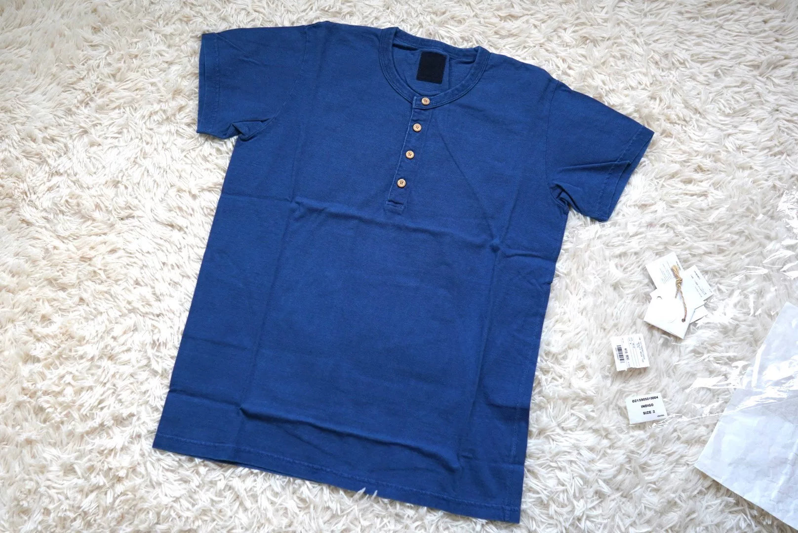 visvim henley neck indigo tee