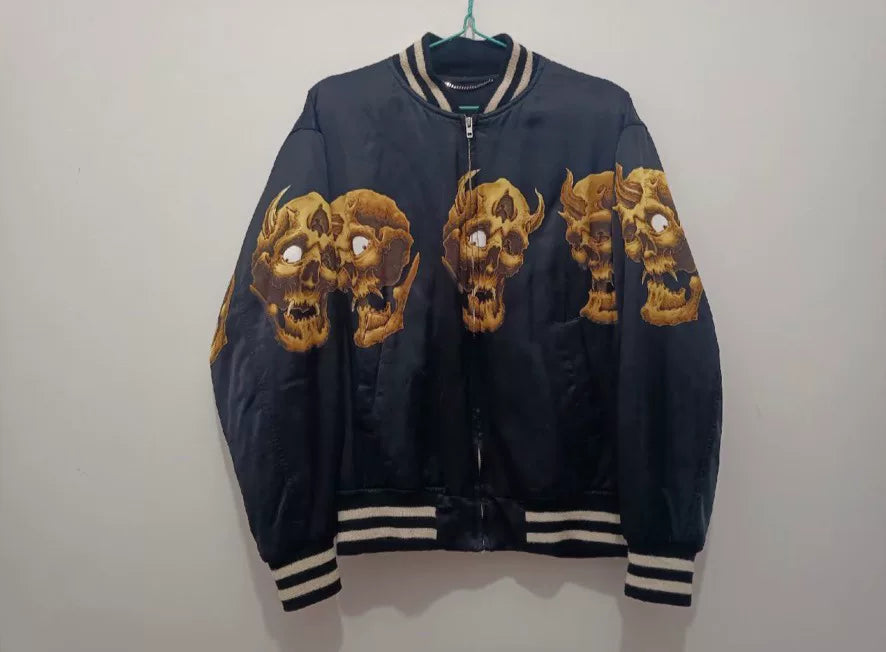 wacko maria tattoo studio skull baseball jacket