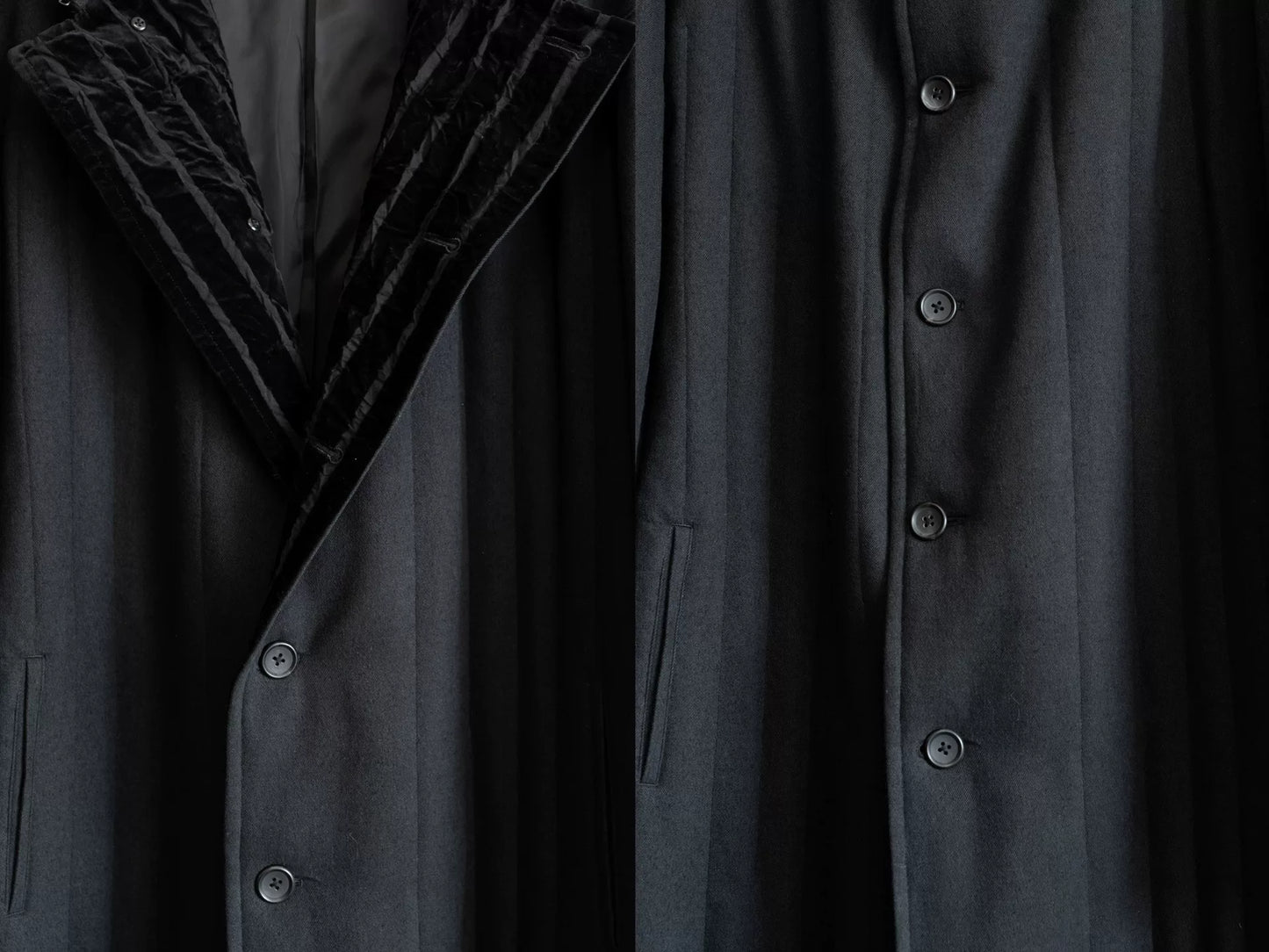 yohji yamamoto velvet striped coat