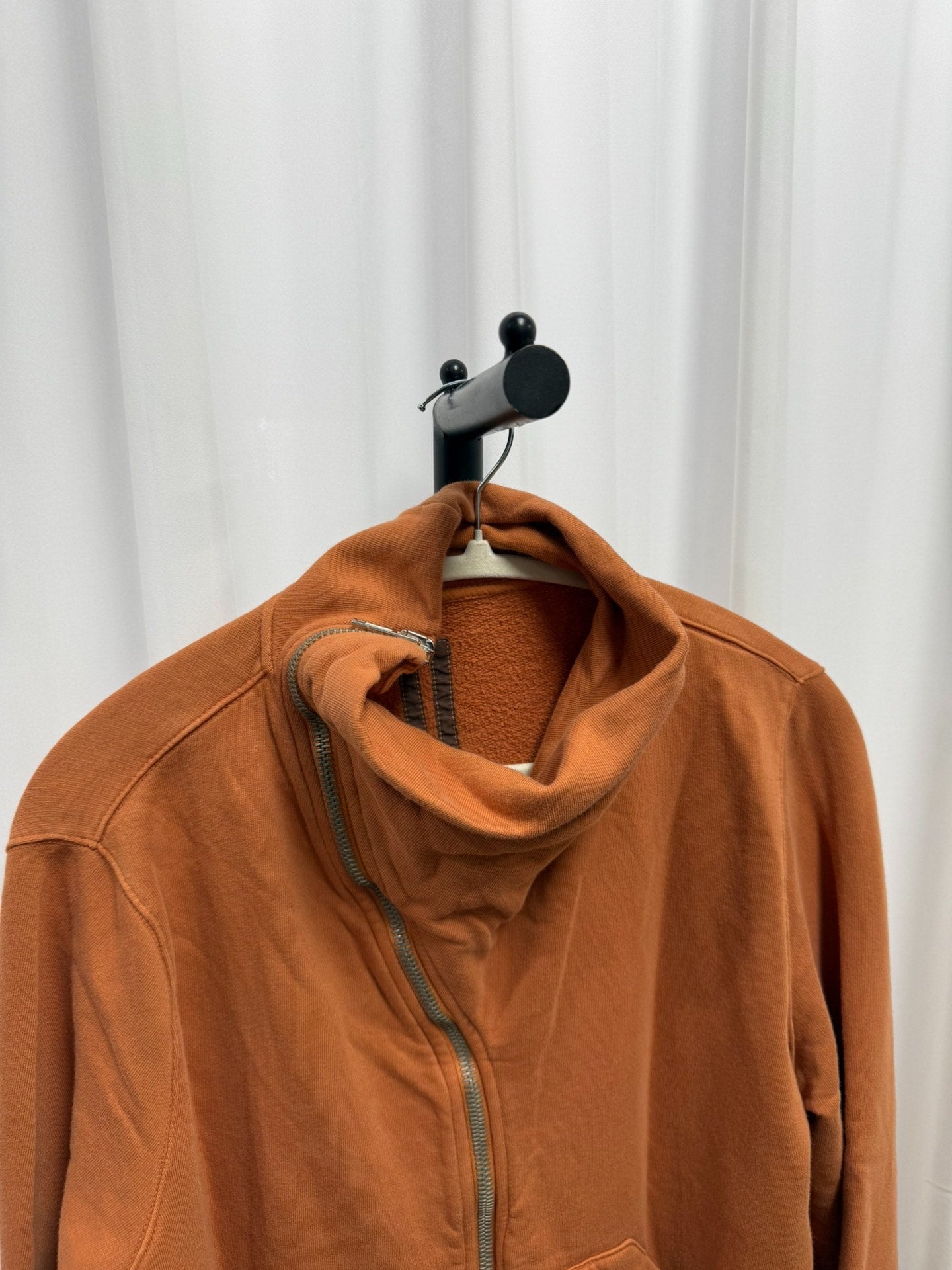 Rick Owens Diagonal Zipper Hoodie Jacket