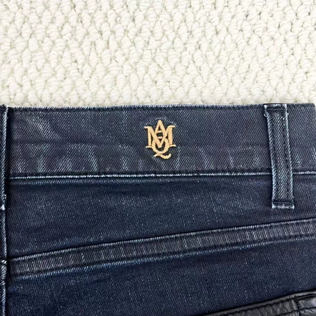 black washed side zipper denim pants