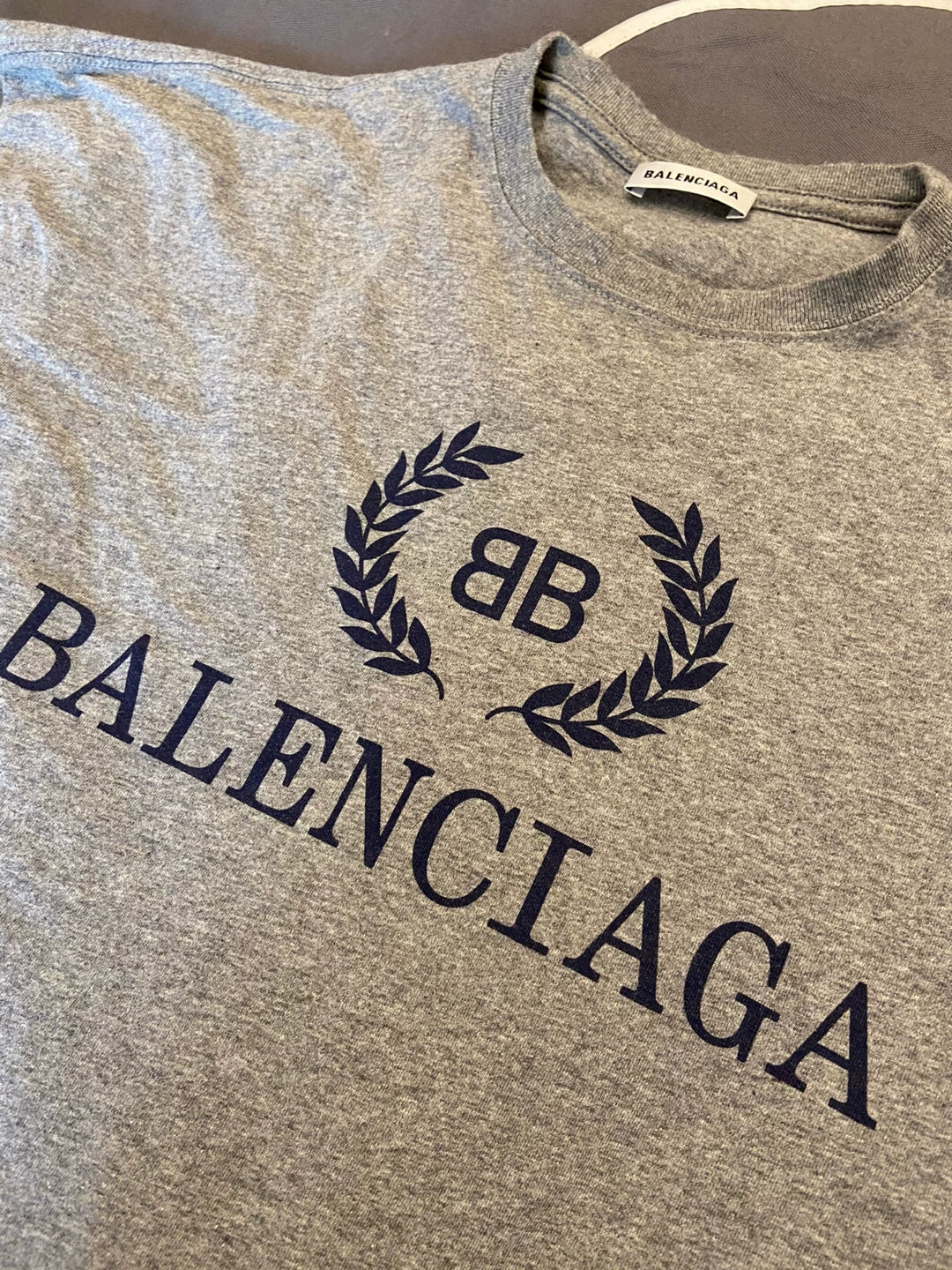 balenciaga gray logo tee shirt