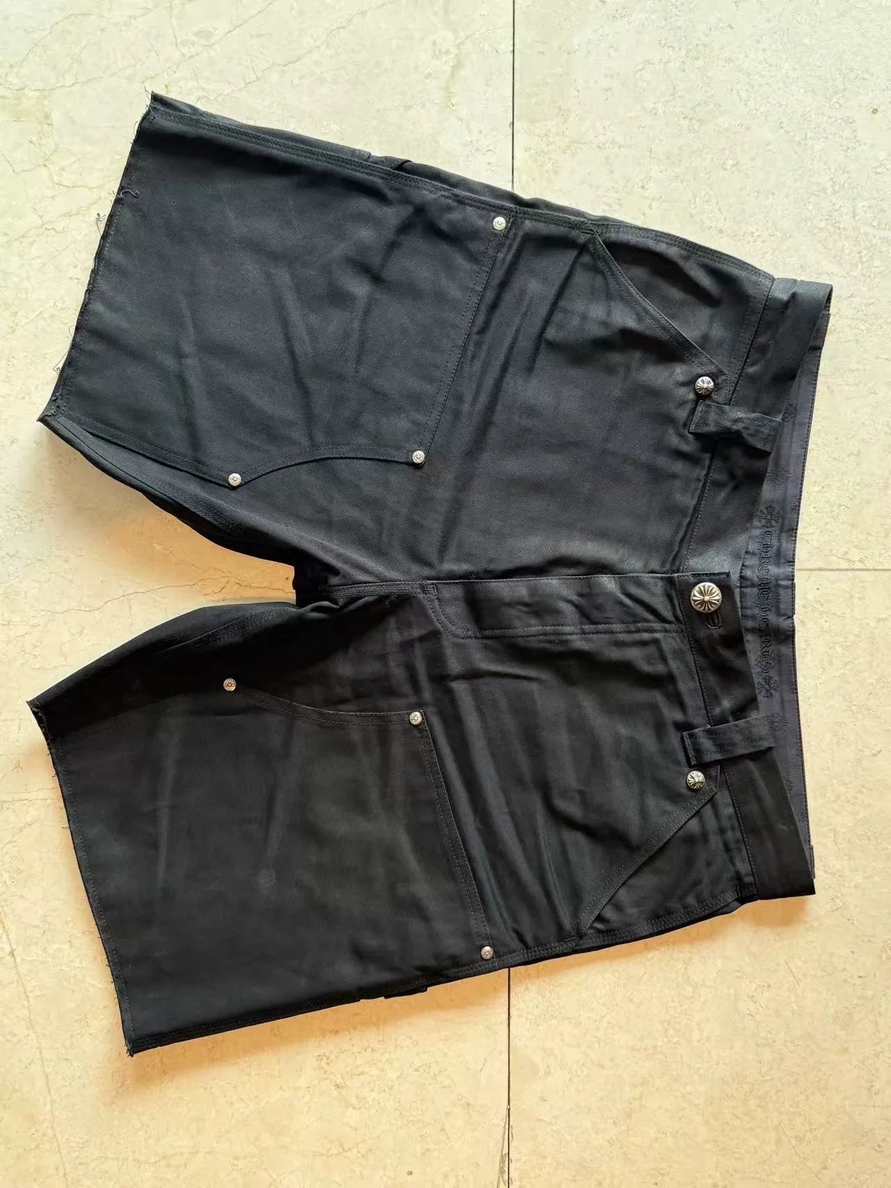 Chrome Hearts Black Cargo Shorts with Studs