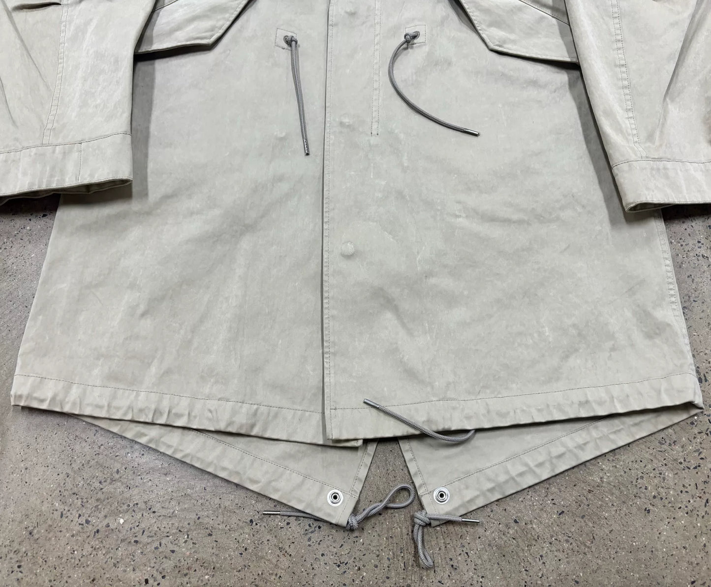 TEN C Parka Fish Tail Coat in Beige