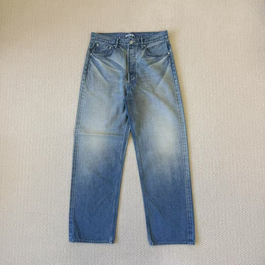 AURALEE Selvedge Faded Heavy Denim Wide Pants