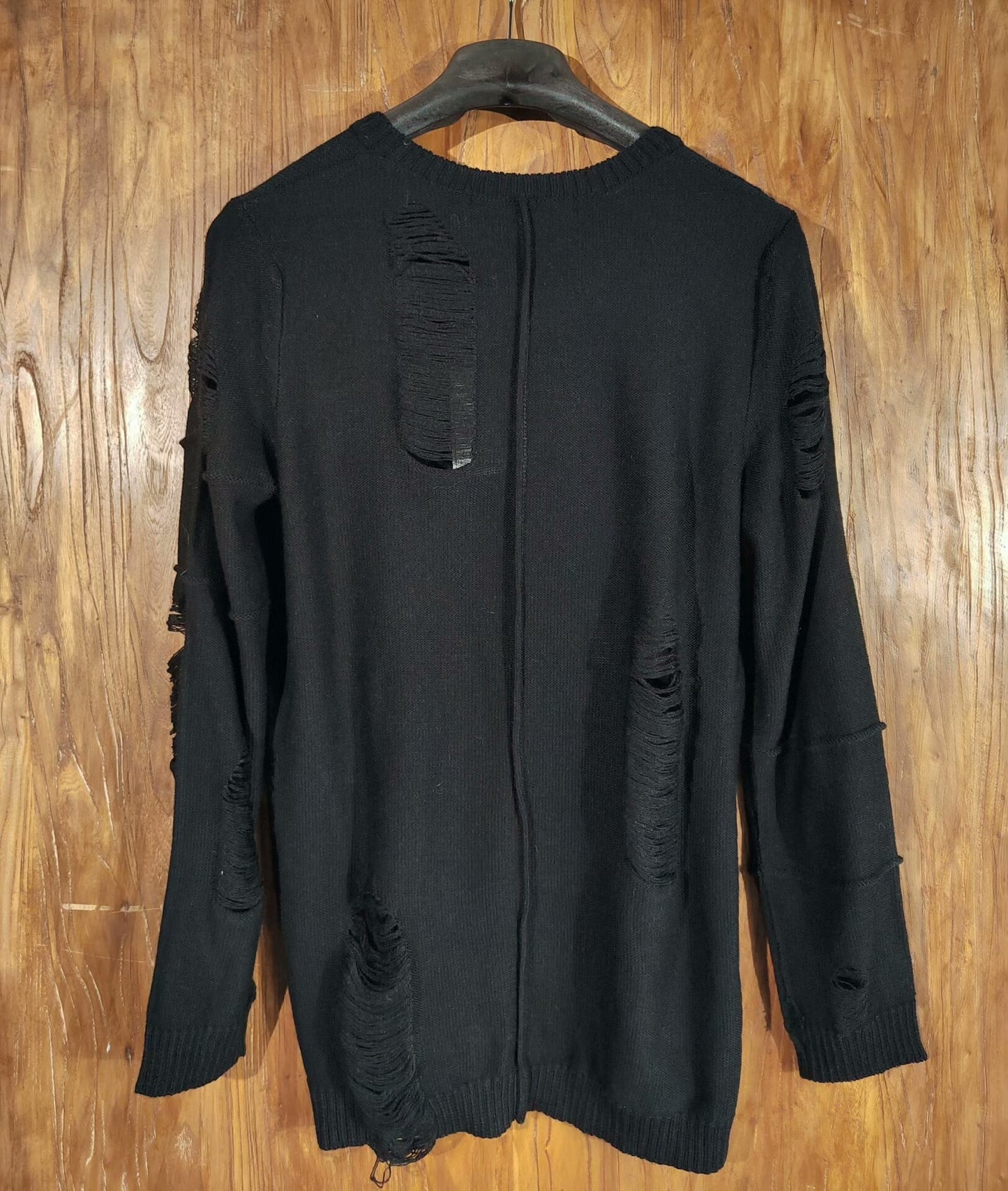 Yukio Mishiba Black Distressed Sweater