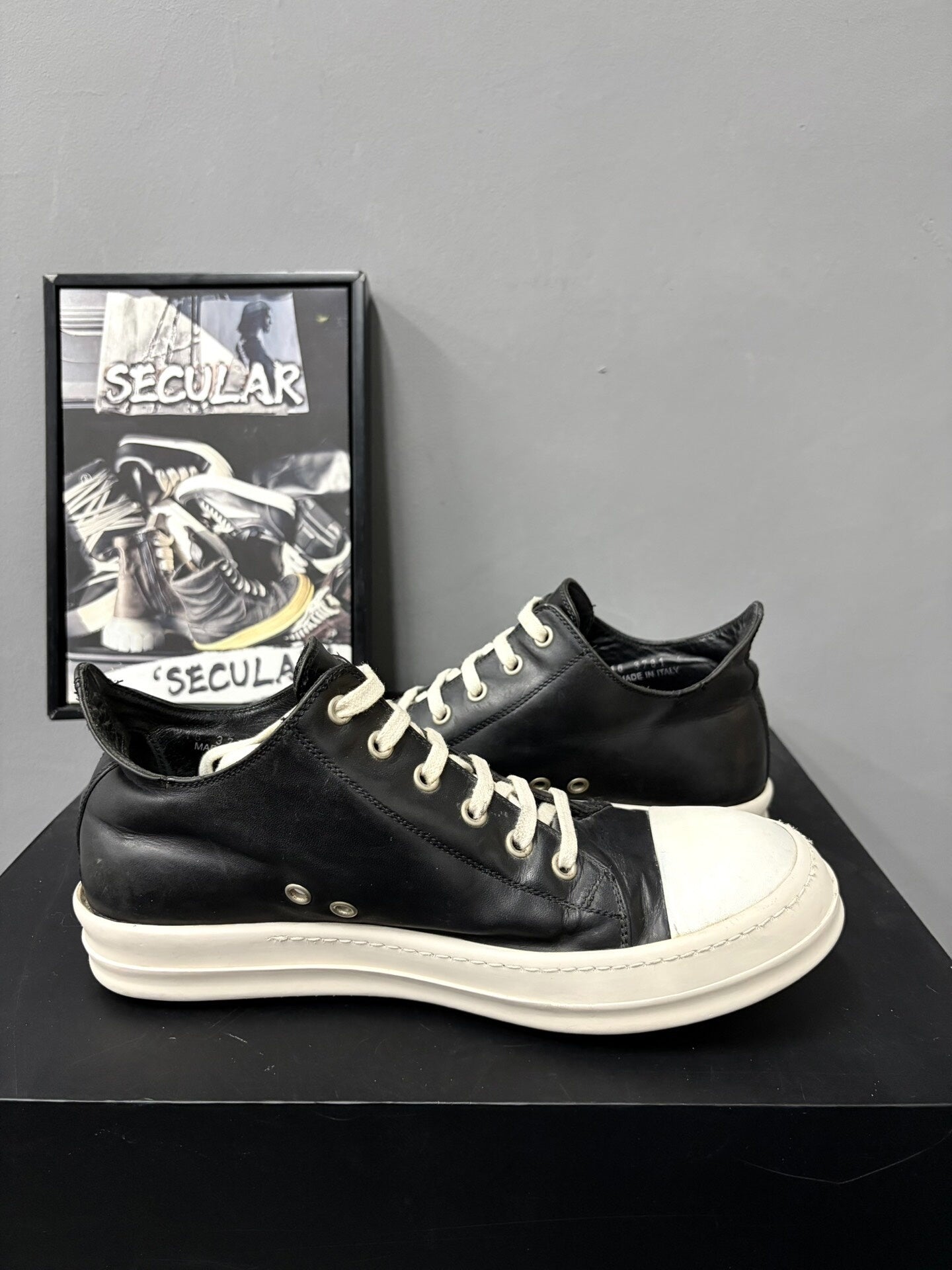 Rick Owens 16SS Men's Black White Low-Top