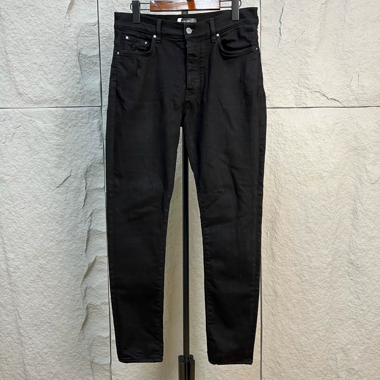 amiri black casual ripped denim jeans
