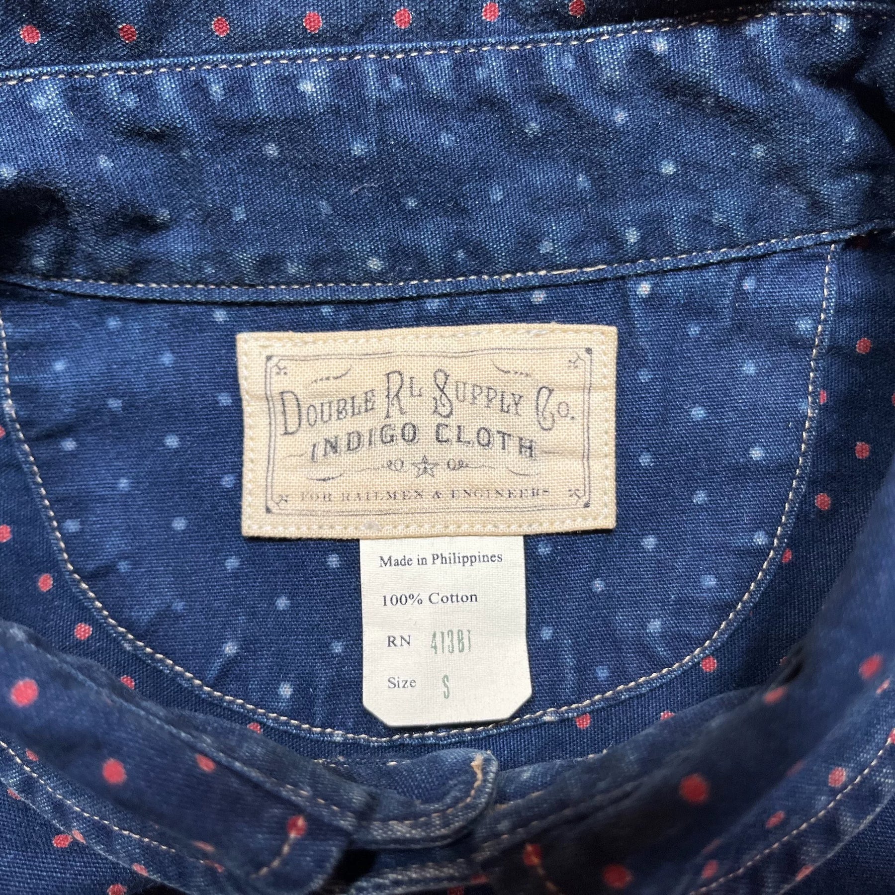 RRL Indigo Polka Dot Work Shirt