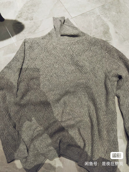 BALMAIN Gray Cashmere Turtleneck Sweater