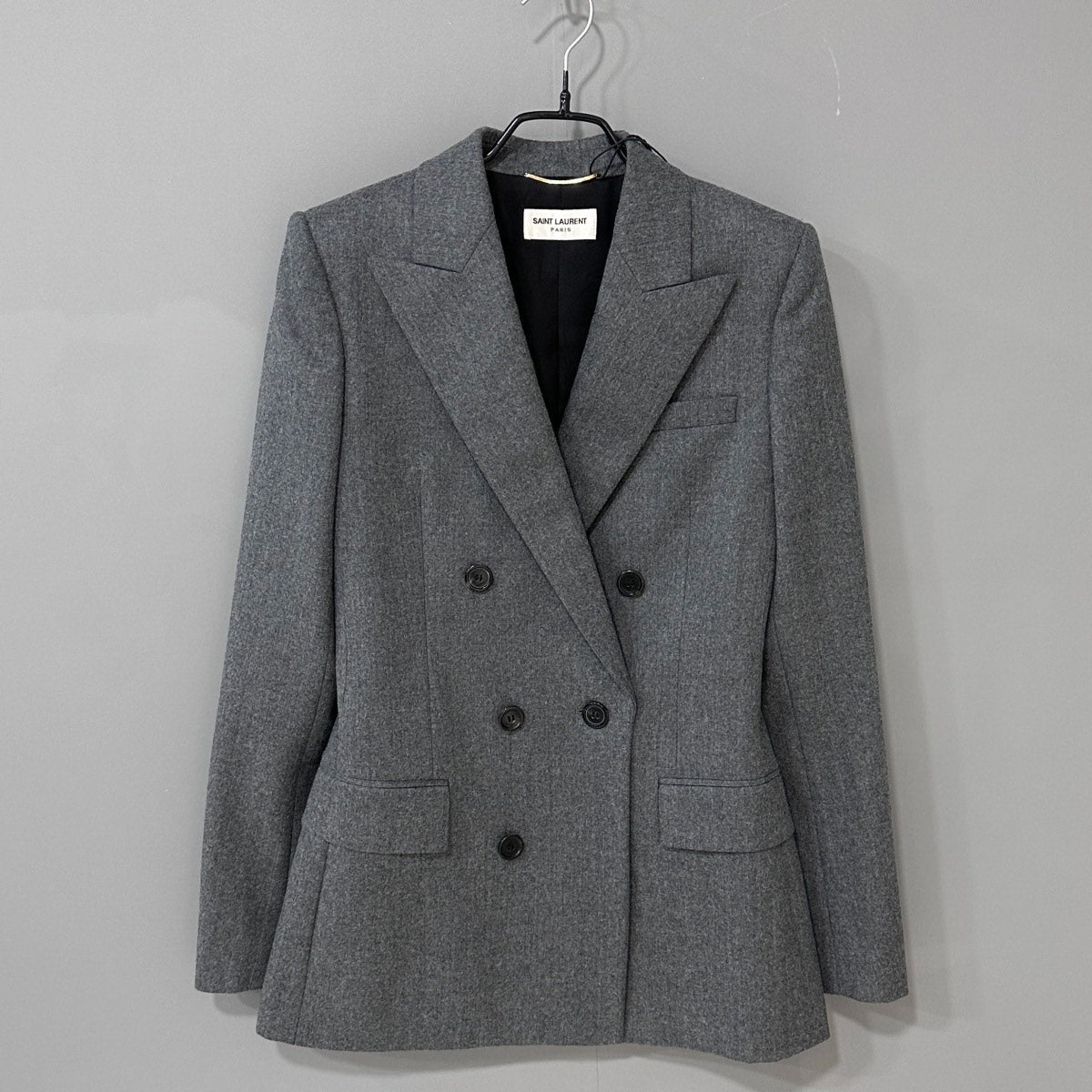 Saint Laurent Gray Double-Breasted Blazer