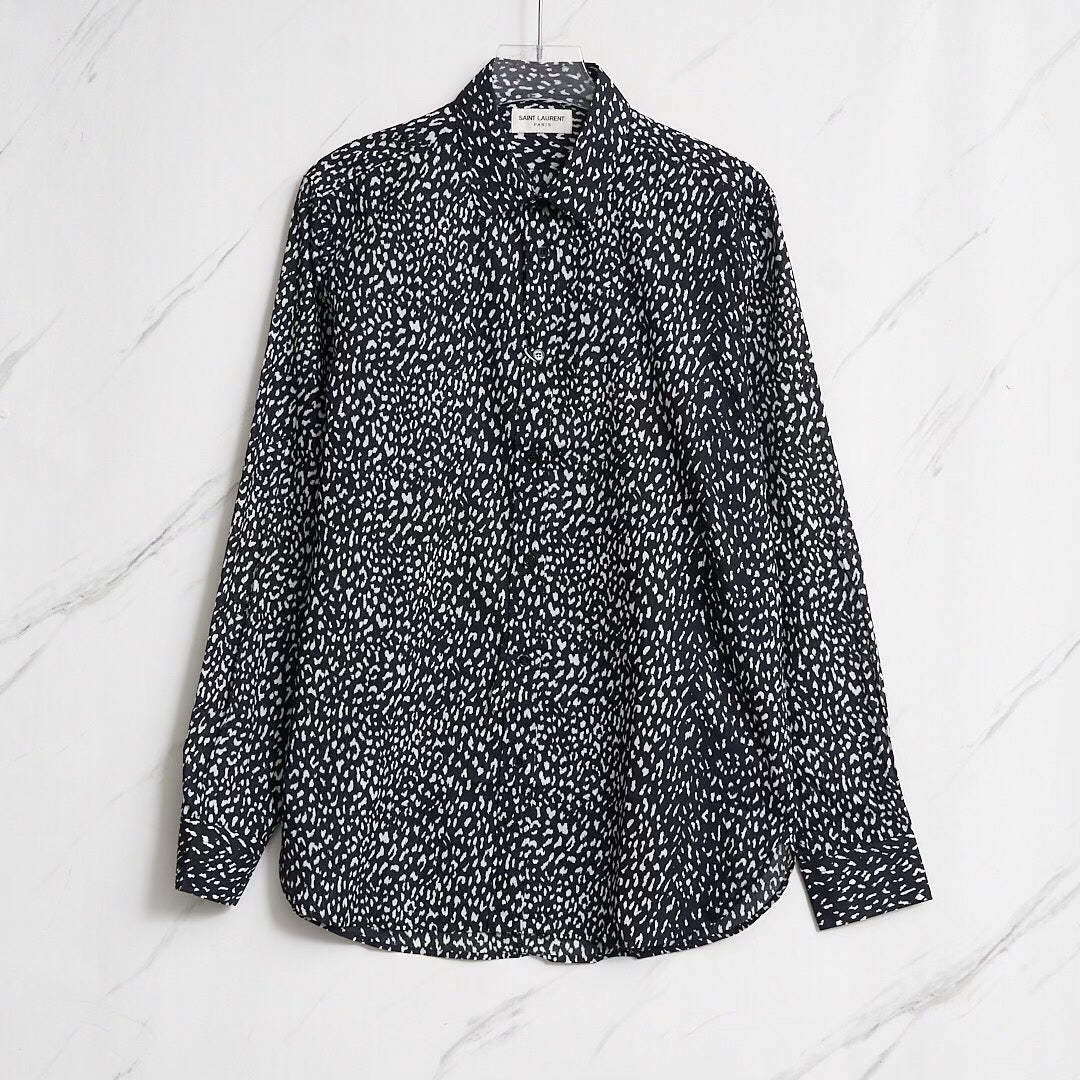 Saint Laurent Men's Polka Dot Long-Sleeve Shirt