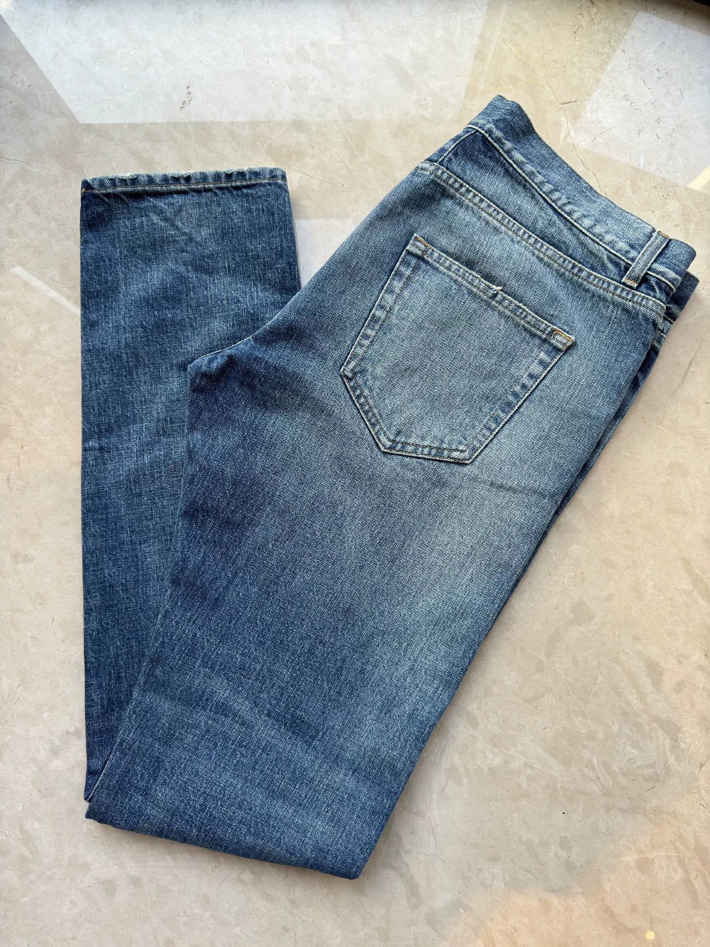 Saint Laurent Men's Distressed Washed Blue Jeans